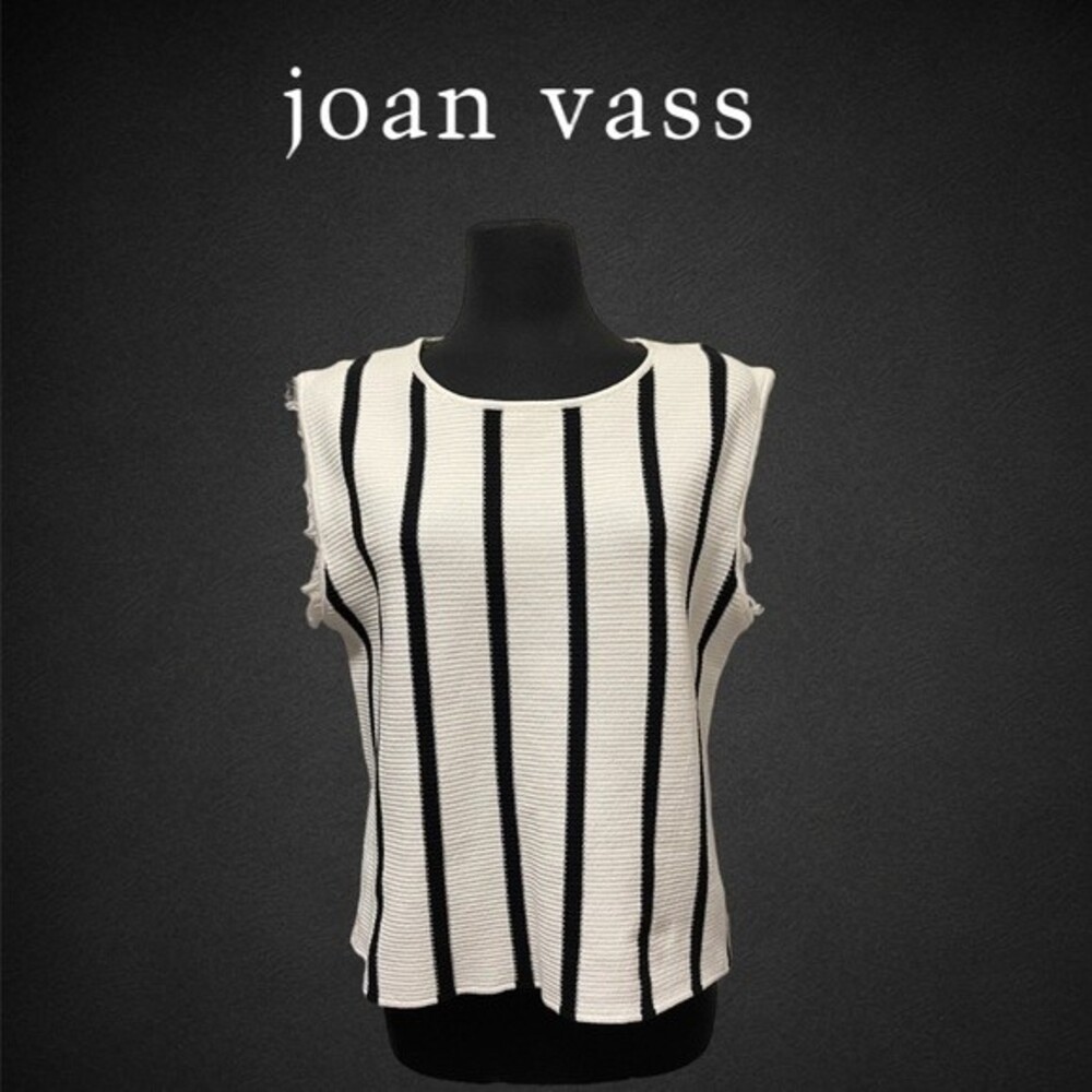 Joan Vass‎ Striped Sleeveless Sweater Top Shell
